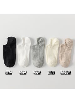 Generic Womens Pure Cotton Socks Short Length Invisible Anti-slip Fall Winter Spring Autumn High Quality Elastic Ice Silk Low Sox 5 pairs each color one pair 