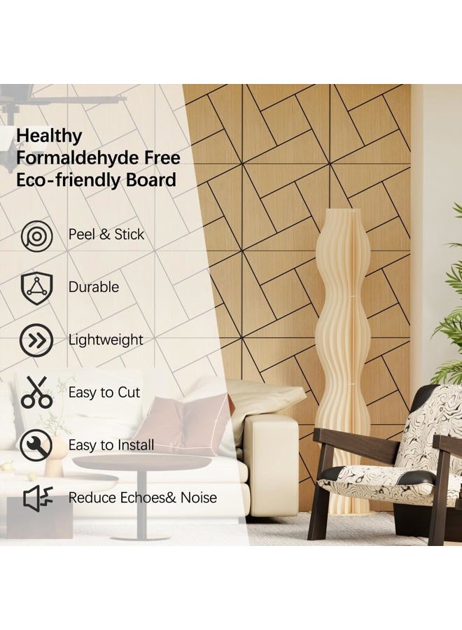 ARMURO 4 Packs Acoustic Wall Panels - Self-Adhesive 3D Wood Slat Wall Panel- Peel and Stick Sound Absorbing Panels for Noise Reducing - Feature Wall Decor for Home & Office - Image 5