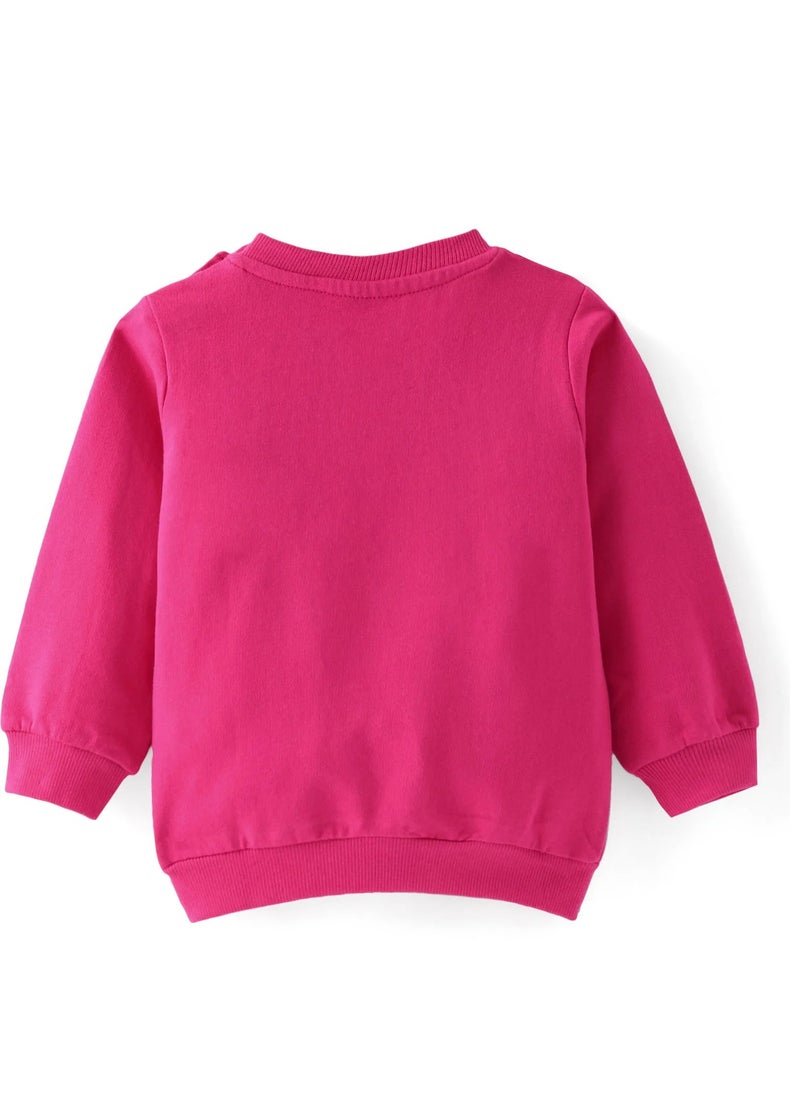 Generic - Doodle Poodle 100% Cotton Light Weight Looper Knit Full Sleeves Sweatshirt Elephant & Floral Print - Pink - Image 1