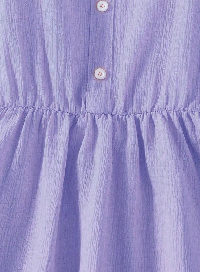 Take Two Girls Purple Ruffled Sleeve Buttoned Dress - Image 5
