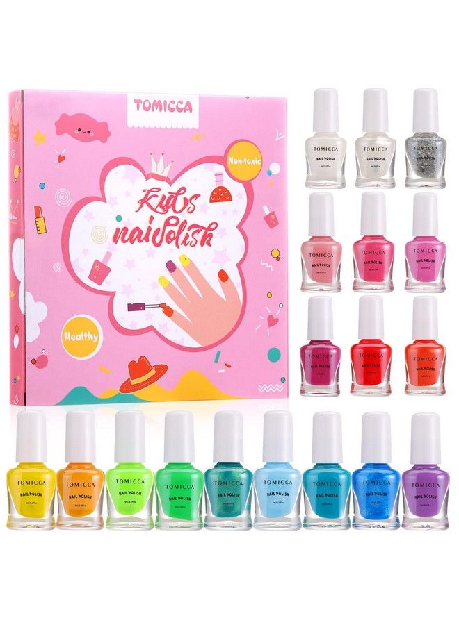 TOMICCA 18 Rainbow Colors Kid Nail Polish Set For Girls Natural Safe Non Toxic Odorless Water Based Peel Off Quick Dry Nail Polish Super Sparkly For Party Birthday Gift - Image 2