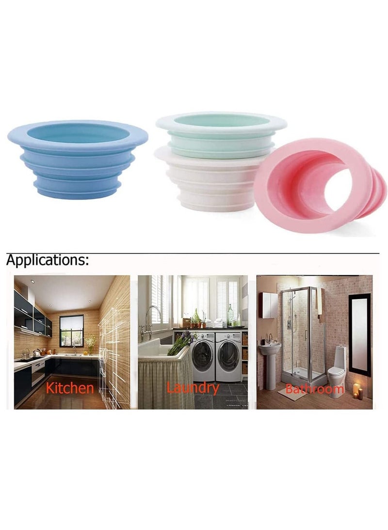 RATSAW 4 Pack Drain Pipe Hose Silicone Plug Kitchen Sewer Seal Ring Washing Machine Drain Deodorant sealing plug for Pool Floor Toilet Floor Drain Cleaning Tools - Image 5