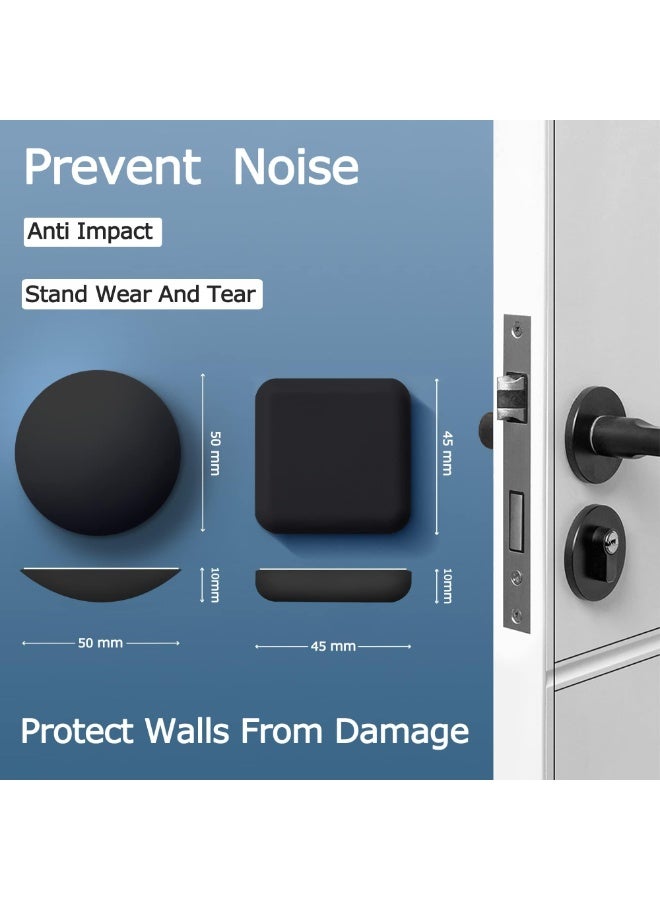 Self‑Adhesive Door Stopper Wall Protector – Silicone Rubber Crash Pad, Doorknob Bumper Silencer, 4.5x1 cm, Black - Image 2