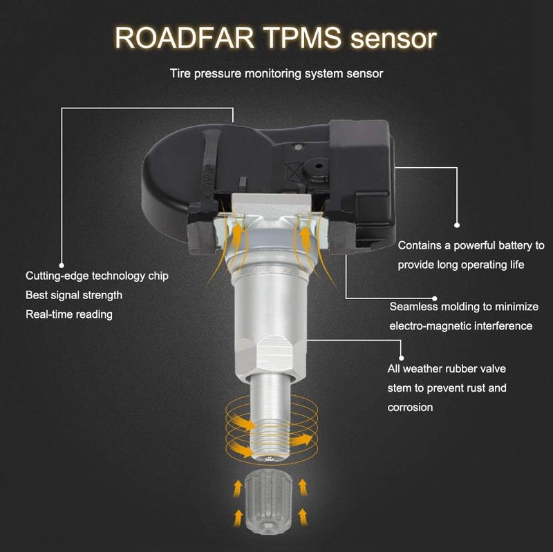 ROADFAR 315MHz TPMS Sensor Set for Chrysler, Dodge, Jeep, and Ram - 4 Pack - Image 3