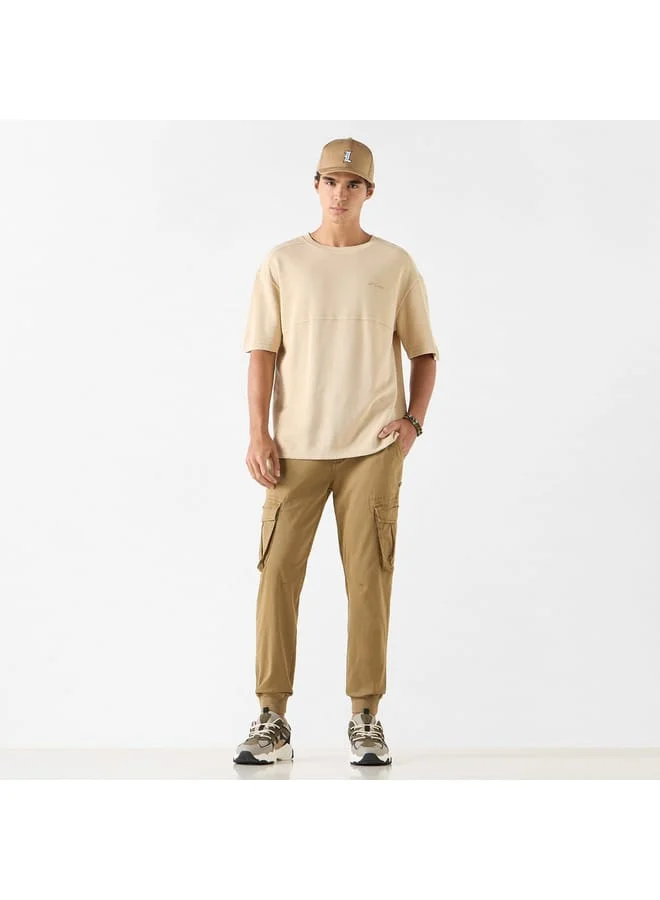 Lee Cooper Lee Cooper Solid Regular Fit Cargo Pants with Drawstring Closure and Pockets