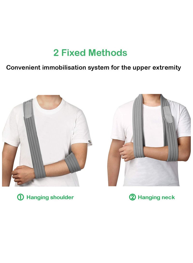 ماسكابوني حمالة ذراع طبية مريحة وخفيفة الوزن وقابلة للتعديل مقاس 71 انش/180 سم، حزام دعم الذراع الطبي الفعال للاساور الدوارة الممزقة والذراع والمعصم واليد والكوع والكسر - Image 4