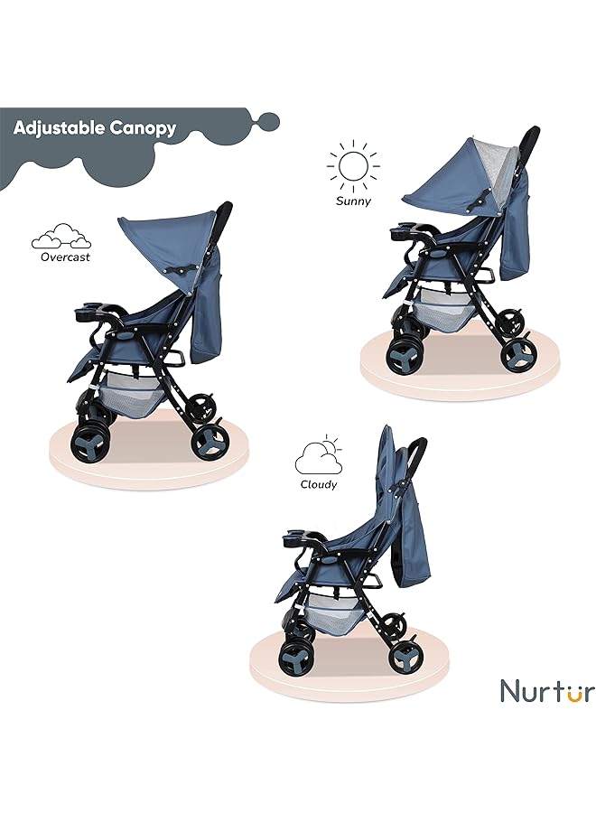 Nurtur Ryder Ultra Compact Lightweight Baby Travel Stroller With Storage Basket Detachable Food Tray - Image 3