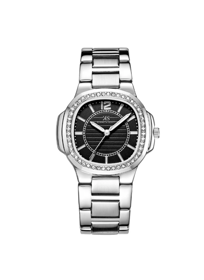 KENNETH SCOTT Women's Watch, Analog Display and Stainless Steel Strap - K24507-SBSB, Silver