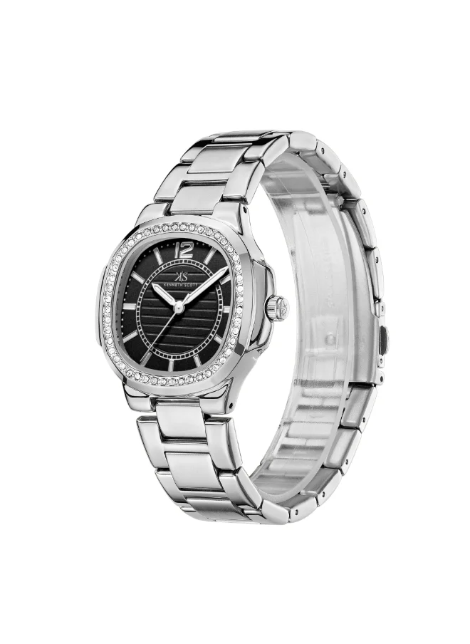 KENNETH SCOTT Women's Watch, Analog Display and Stainless Steel Strap - K24507-SBSB, Silver