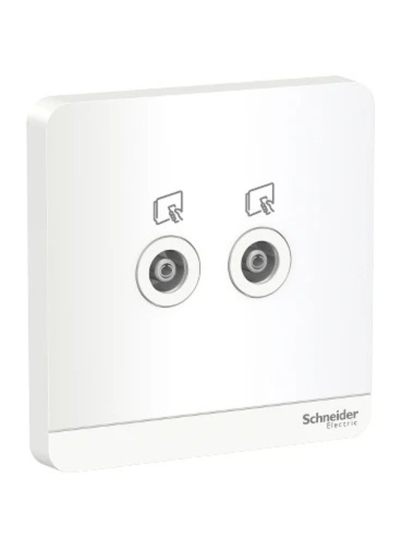 Schneider Electric Schneider Electric AvatarOn TV Socket, 2-Gang, 75 Ohm, White – E8332TV_WE  - Image 1