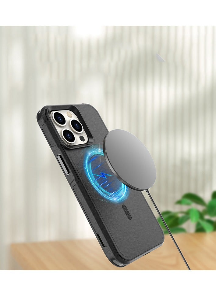 غطاء الحالة المغناطيسية لـ iPhone 15 Pro 5G ، [متوافق مع Magsafe] [Mil-Grade Drop Protection] Dropproof الثقيلة الصلبة القوية مقاومة للصدمات حالة الهاتف الخلفية لـ iPhone 15 Pro 5G ، الأسود - Image 3