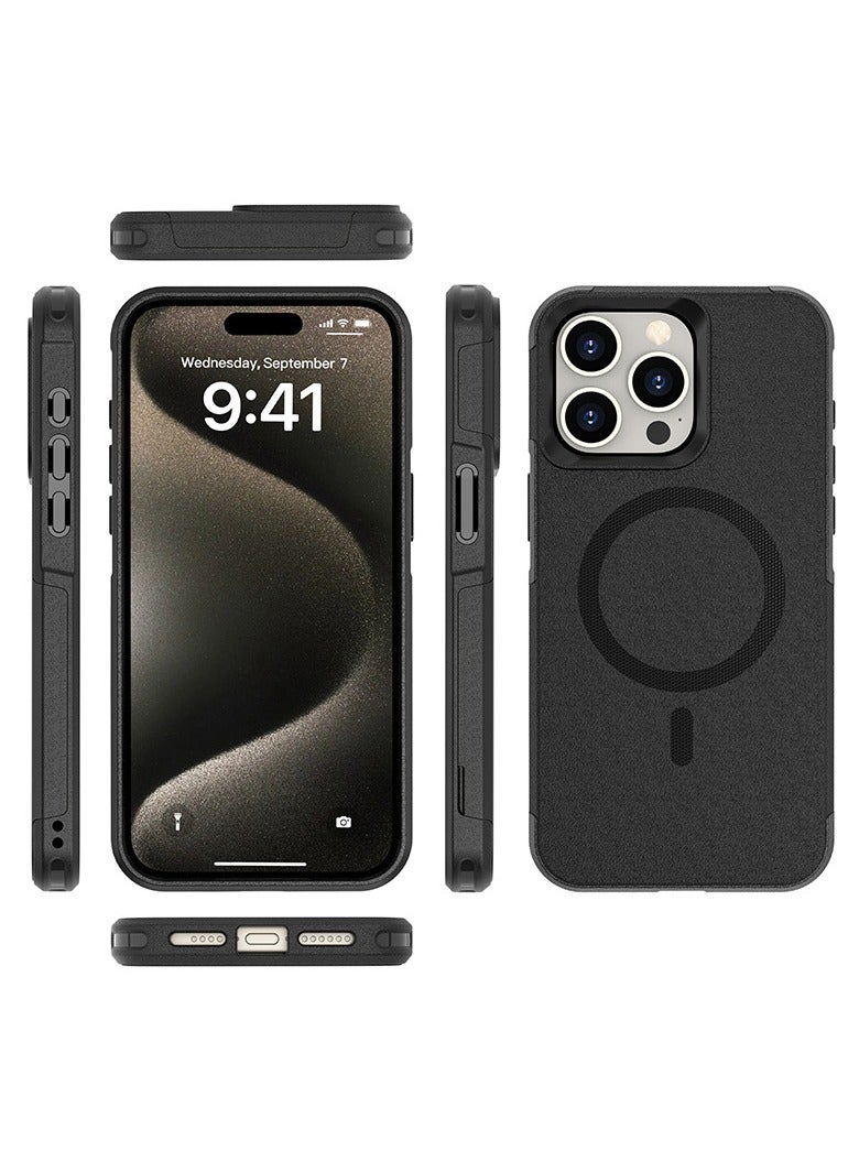 غطاء الحالة المغناطيسية لـ iPhone 15 Pro 5G ، [متوافق مع Magsafe] [Mil-Grade Drop Protection] Dropproof الثقيلة الصلبة القوية مقاومة للصدمات حالة الهاتف الخلفية لـ iPhone 15 Pro 5G ، الأسود - Image 4