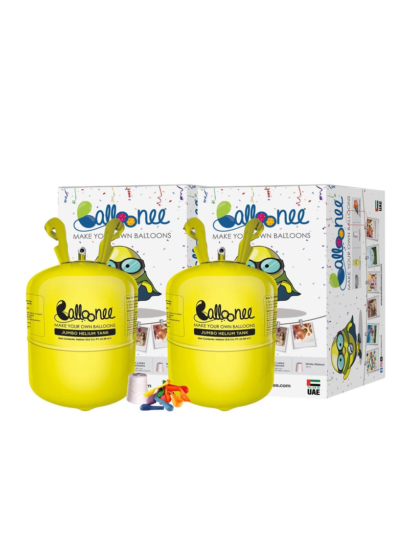 Balloonee Jumbo Disposable Helium Party Kit - Pack of 2, Helium Tank for Balloons At Home - Image 1