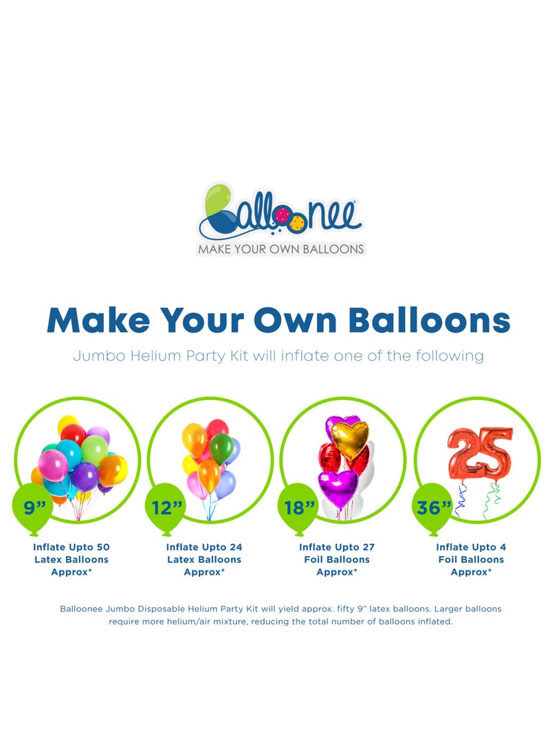 Balloonee Jumbo Disposable Helium Party Kit - Pack of 2, Helium Tank for Balloons At Home - Image 3
