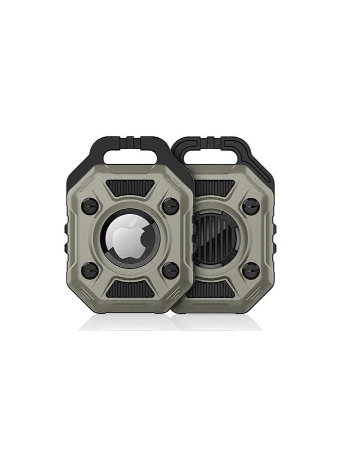 Compatible Soft Silicone Protective Case for apple Airtag with keychain Shield tank GPS Shockproof Cover for Air Tag Device TPU (Black & Grey)