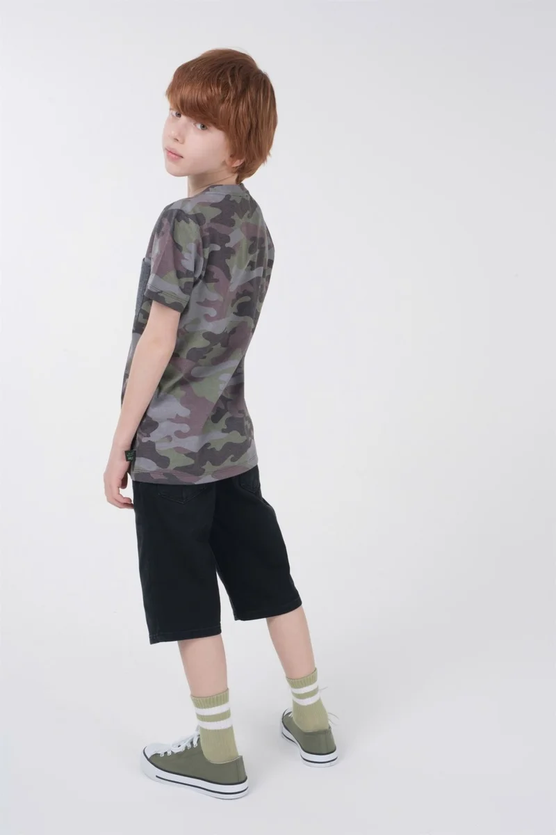 BRZ Collection Camouflage Printed Boy Short Sleeve T-Shirt