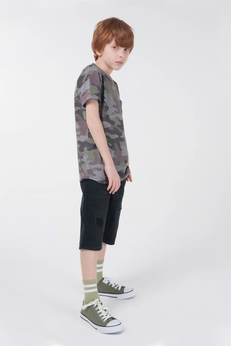 BRZ Collection Camouflage Printed Boy Short Sleeve T-Shirt