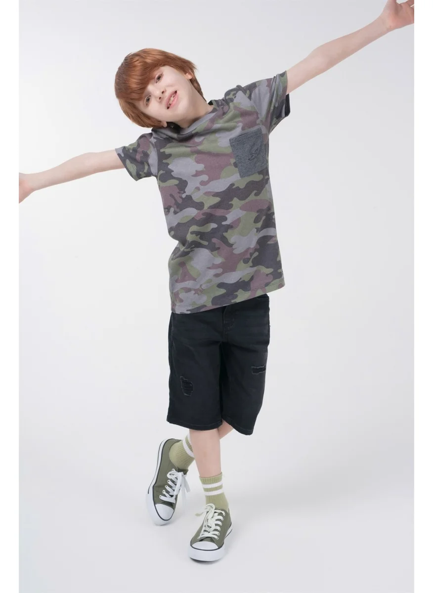 بي ار زد كولكشن Camouflage Printed Boy Short Sleeve T-Shirt