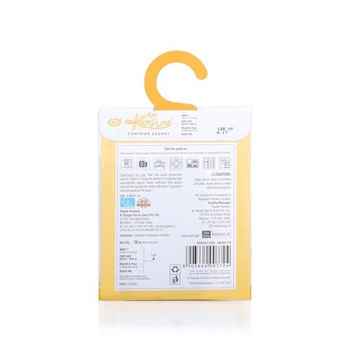 Cycle Pure Karpure Camphor Sachet - Pack of 3 | Air Freshener for Bathroom, Toilets, Cars, Wardrobes, Homes, & Offices | Oudh, Citrus, & Thyme Fragrance | Each Lasts up to 30 Days, 30gm Each - Image 3