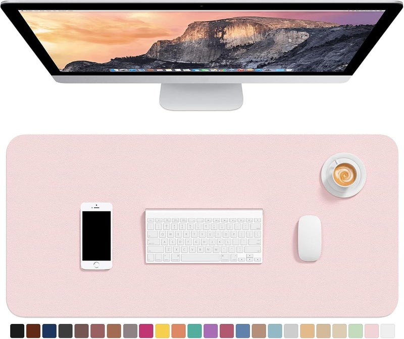 Hsurbtra Desk Pad, 30" x 14" PU Leather Desk Mat, XL Extended Mouse Pad, Waterproof Desktop Blotter Protector, Non-Slip Ultra Thin Large Laptop Keyboard Writing Mat for Office Home, Pink - Image 1