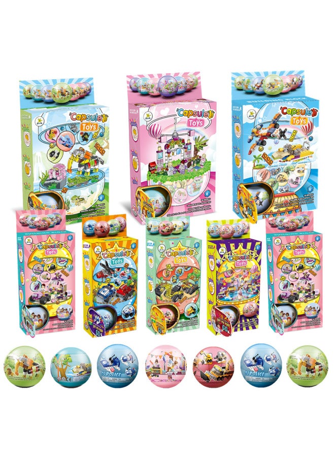 ماركة غير محددة كتل Gashapon صندوق أعمى هدم لعبة الحيوان ديناصور لغز تجميعها الجسيمات الصغيرة هدية مؤسسية-الألوان: 6 في 1 روبوت التحول  - Image 2
