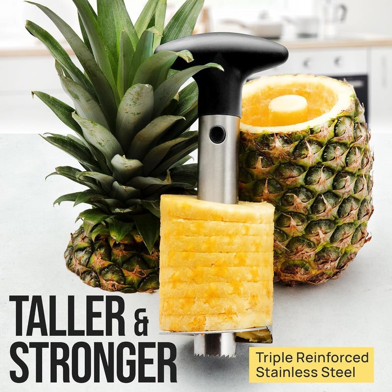 Zulay Kitchen Pineapple Corer and Slicer Tool - Stainless Steel Pineapple Cutter for Easy Core Removal & Slicing - Super Fast Pineapple Slicer and Corer Tool Saves You Time (Black) - Image 4