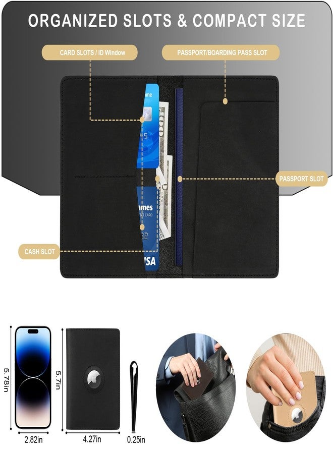 Kicoroiny Airtag Passport Holder for Men and Women Travel, Real Leather Passport Wallet, Handmade Passport Cover Case with Airtag Slot, Travel Must Haves Essentials Accessories Birthday Gifts(Crazy Horse,Black) - Image 5