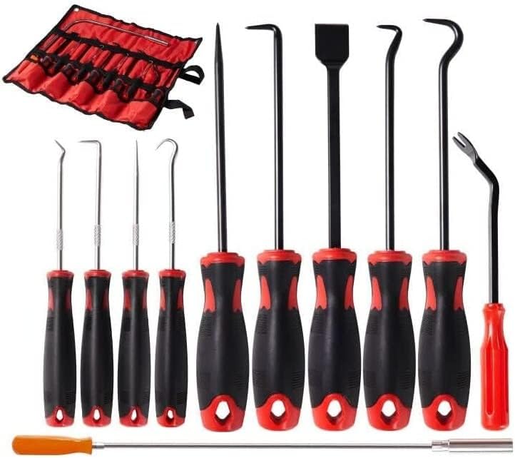 HARDK Hook and Pick Set with Case Plastic Fastener Door Panel Remover Precision Scraper Gasket Scraping Hose Removal Puller Magnetic Pick Up Tool Kit 11Pcs for Mechanic & Automotive & Electronic - Image 1