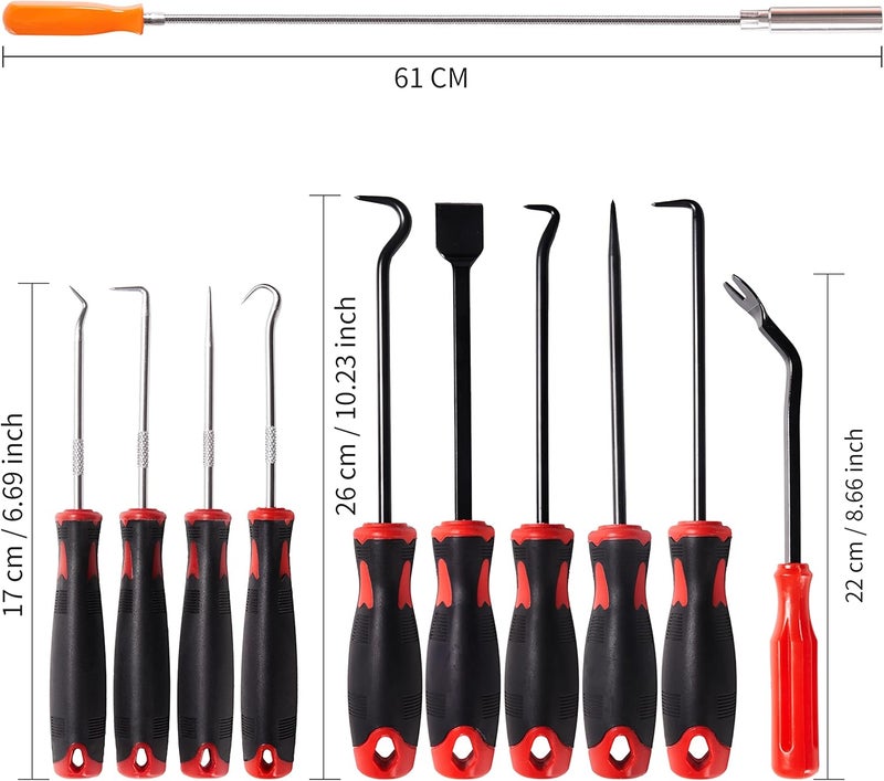 HARDK Hook and Pick Set with Case Plastic Fastener Door Panel Remover Precision Scraper Gasket Scraping Hose Removal Puller Magnetic Pick Up Tool Kit 11Pcs for Mechanic & Automotive & Electronic - Image 2