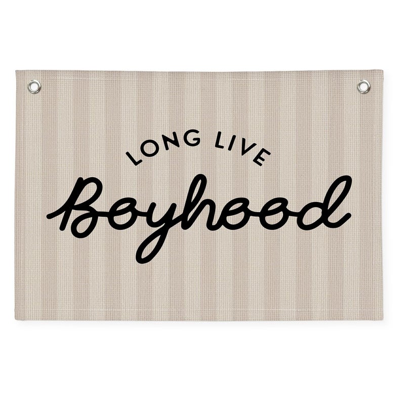 PLKMN Long Live Boyhood Banner Boy Nursery Decor Canvas Banner Wall Hanging Flag Decor for Nursery Playroom Toddler Room Boys Kids Room