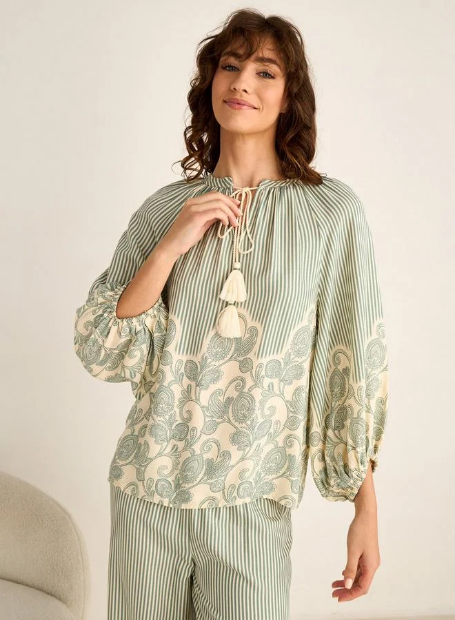 Splash FAV Pyjama Set Tassel Tie-Up Top & Trousers Viscose