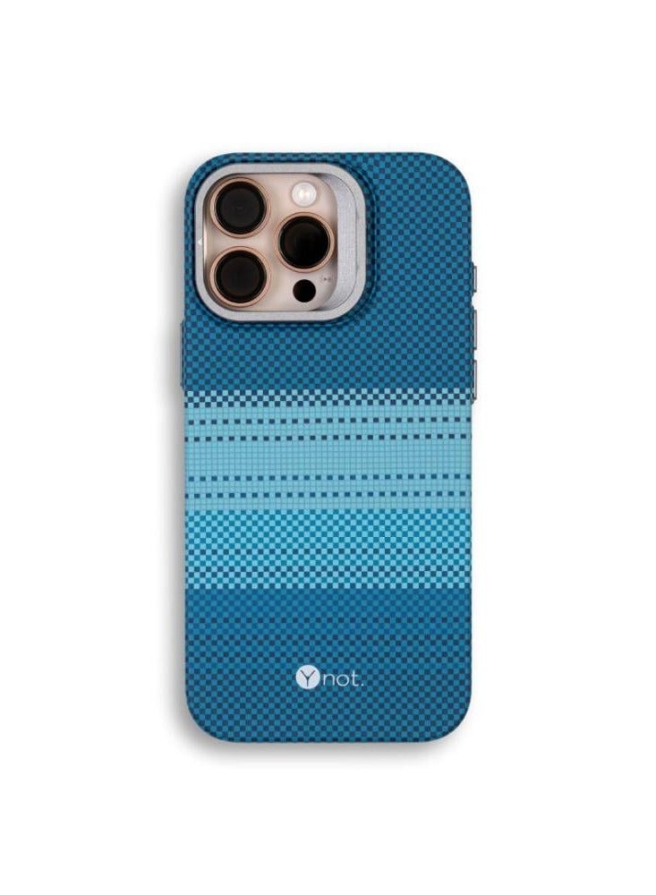 YNOT MagSafe carbon fiber protection case with camera stand for iPhone 16 Pro  - blue - Image 1