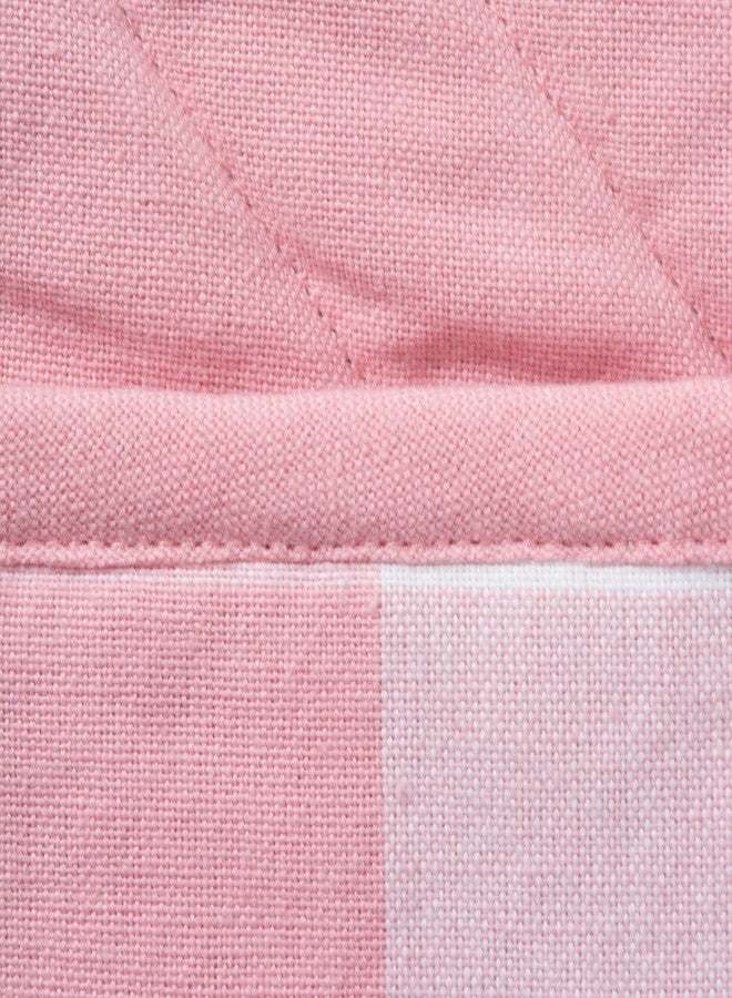 ديي مجموعة مطبخ دي آي آي بنقشة مربعات الجاموس، طقم مطبخ ريفي كلاسيكي، حامل أواني، مقاس واحد، وردي وأبيض، قطعتان - Image 4