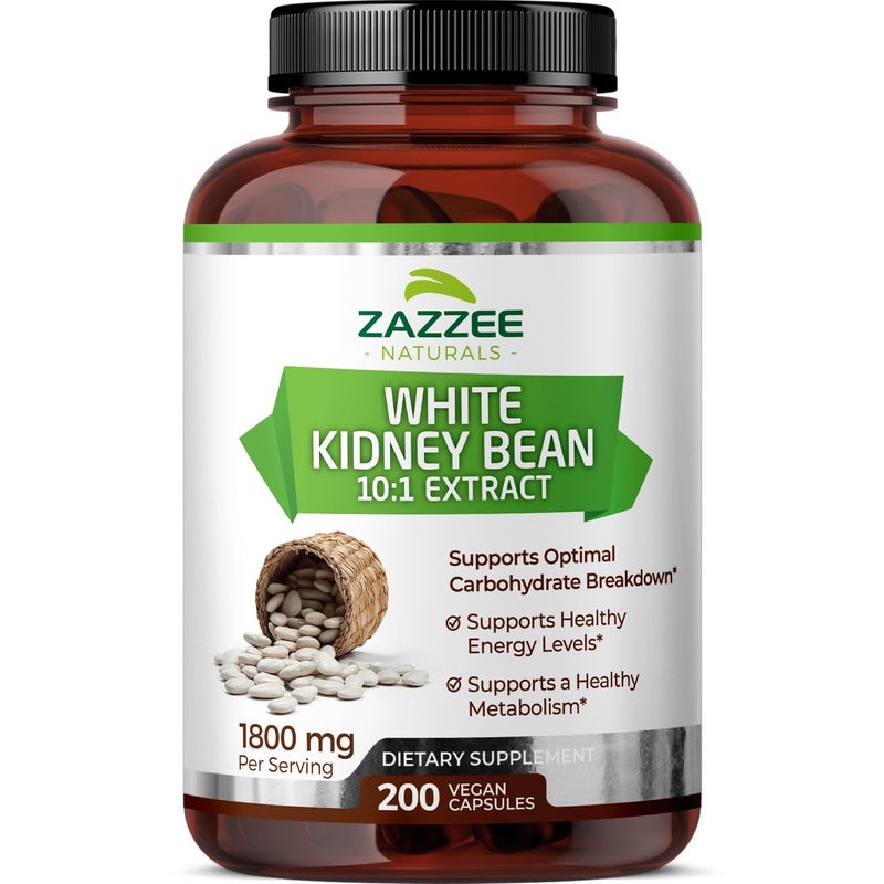 Zazzee White Kidney Bean 10:1 Extract, 1800 mg per Serving, 200 Vegan Capsules, Over 2 Month Supply, Standardized, Concentrated 10X Extract, 100% Vegetarian, All-Natural and Non-GMO, Made in The USA - Image 1