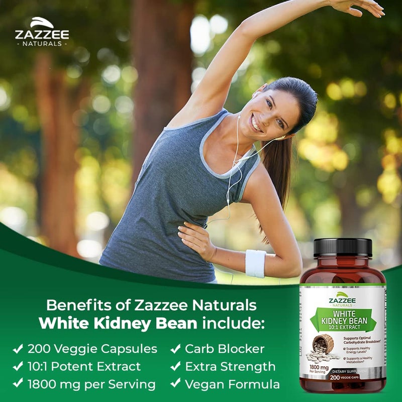 Zazzee White Kidney Bean 10:1 Extract, 1800 mg per Serving, 200 Vegan Capsules, Over 2 Month Supply, Standardized, Concentrated 10X Extract, 100% Vegetarian, All-Natural and Non-GMO, Made in The USA - Image 3