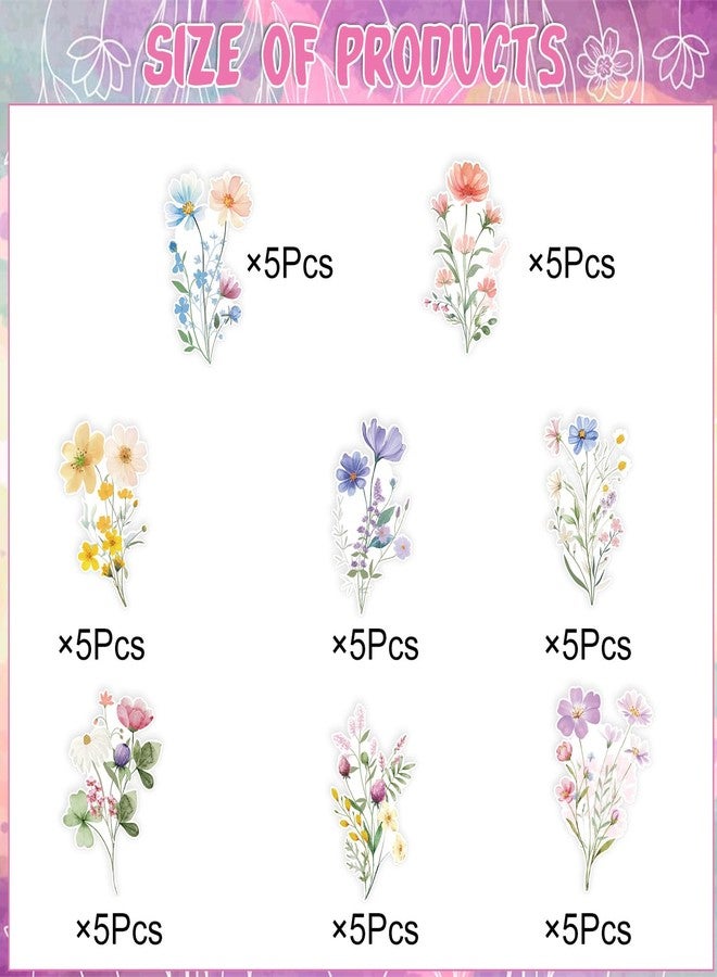 Rngmsi Wildflower Birthday Party Cupcake Toppers Decorations, 40PCS Floral Baby in Bloom Baby Shower Cake Decorations, Garden Flower Party Bridal Shower Wedding Decor for Girls Women - Image 2