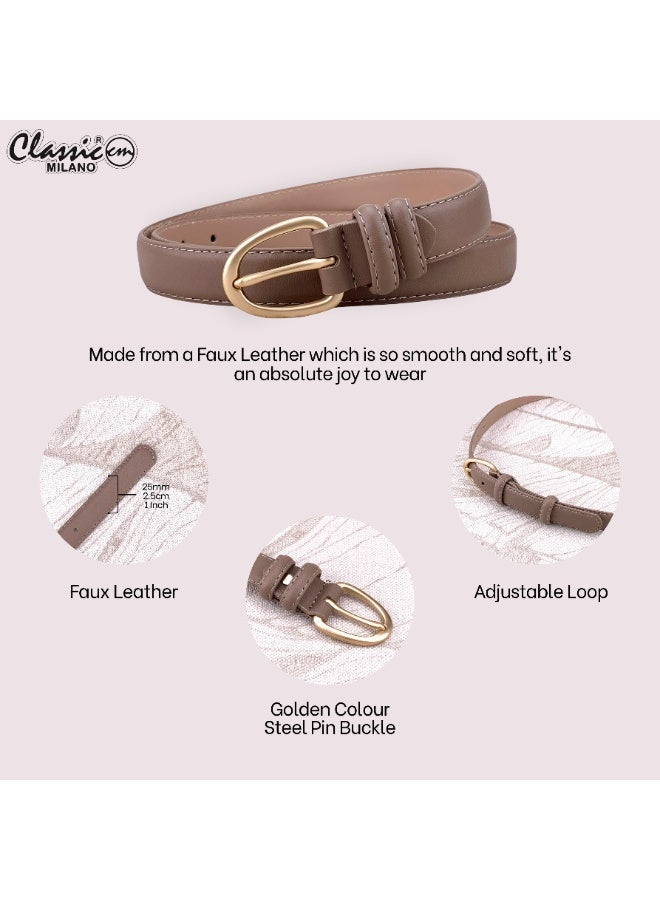 Classic Milano Women's Belt with Gift Box | Faux Leather Ladies Belt for Dresses, Jeans & Gowns | Stylish Womens Belt | Adjustable Girls Belt | Belt for Women with Elegant Buckle - Image 4