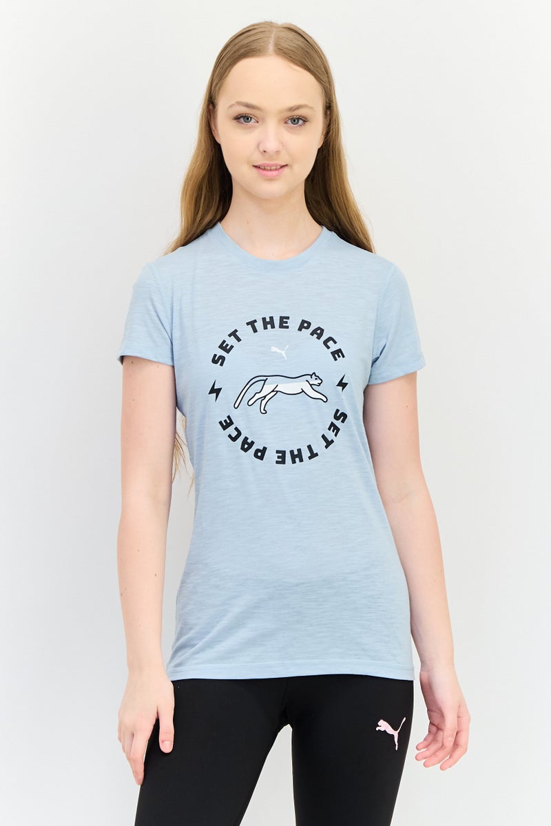 PUMA Women Sportswear Fit Short Sleeve Running T-Shirt, Light Turquoise - Image 1