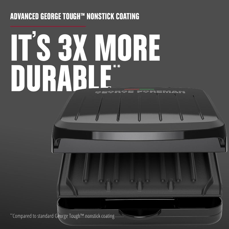 George Foreman 2-Serving Classic Plate Electric Indoor Grill and Panini Press, Black, GRS040B - Image 5