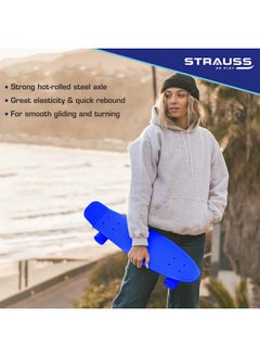 STRAUSS STRAUSS Cruiser PW Skateboard| Penny Skateboard | Casterboard | Hoverboard | Anti-Skid Board with ABEC-7 High Precision Bearings | Ideal for 8 Years and Above | 22 X 6 Inch,(Blue)  - Image 5