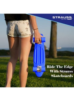 STRAUSS STRAUSS Cruiser PW Skateboard| Penny Skateboard | Casterboard | Hoverboard | Anti-Skid Board with ABEC-7 High Precision Bearings | Ideal for 8 Years and Above | 22 X 6 Inch,(Blue)  - Image 4