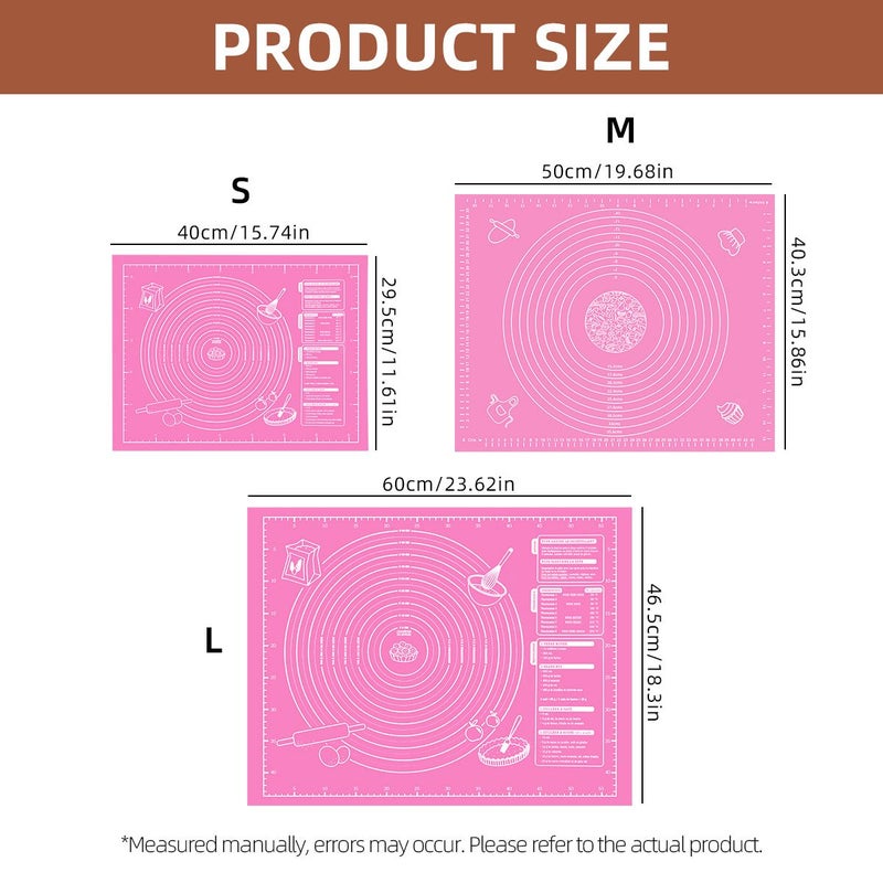 Optimized English Product Title: "Pink Extra Large Pastry Mat - Perfect for Home Kitchen, Hotel, and Holiday Baking! Size: 15.74in11.61in, Non-Stick & Non-Slip Surface" - Image 3