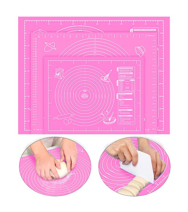 Optimized English Product Title: "Pink Extra Large Pastry Mat - Perfect for Home Kitchen, Hotel, and Holiday Baking! Size: 15.74in11.61in, Non-Stick & Non-Slip Surface" - Image 1