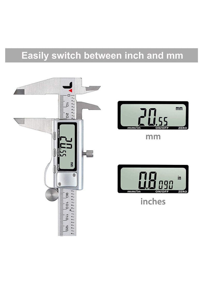 Generic - Digital Caliper 6 inch Micrometer with Large LCD Screen Inch and Millimeter Conversion Vernier Caliper Scale Measuring Tool for Household - Image 1
