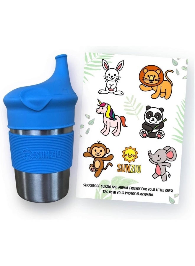 SUNZIO SunCraft Stainless Steel BPA-free Cups with Silicone Sippy Lids & Grip (8oz, Pack of 4) - Image 4