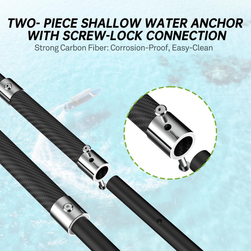 itayak 8.63' Shallow Water Anchor Pole, 2 Piece Fiberglass Boat Anchor with T-Handle, Pole Anchor with 316 Stainless Tip for Boat, Fishing Kayak (Gloves Included) - Image 4