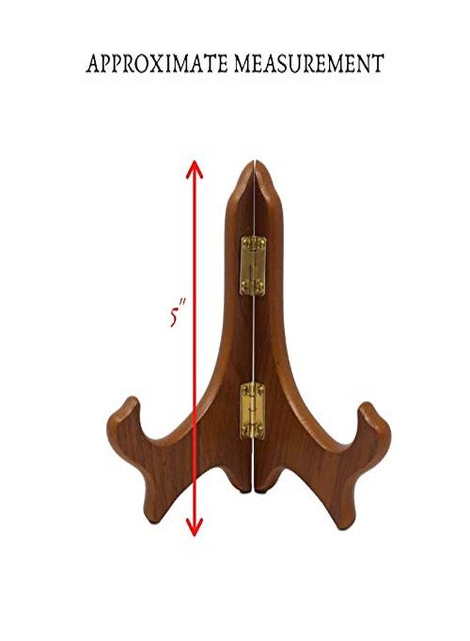 BANBERRY DESIGNS Walnut Folding Wood Easels - Display Plate Stands - Premium Quality - 5" H - Set of 3 Pieces - Image 2