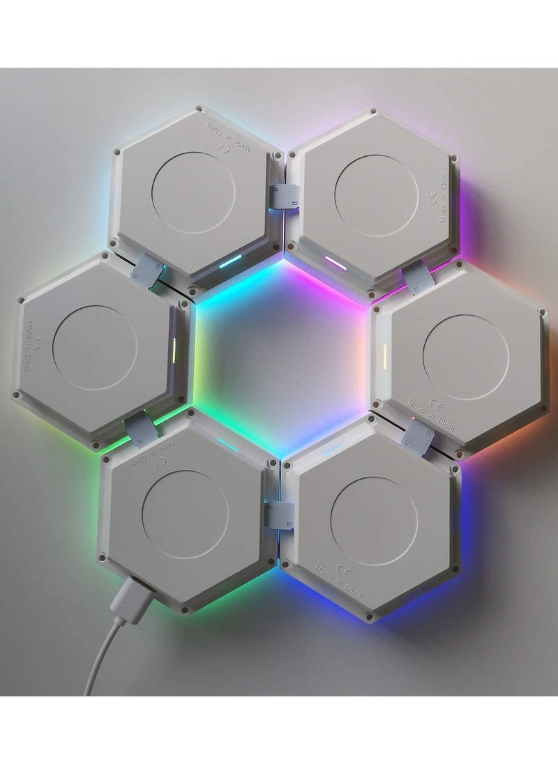 Festive Gallery 6 Pieces LED Wall Hexagon Lights Remote Control Hex Smart Modular Light Panels Touch Sensitive Modular RGB Colorful Light with USB Power Decoration for Gaming Bedroom Living Room  - Image 5
