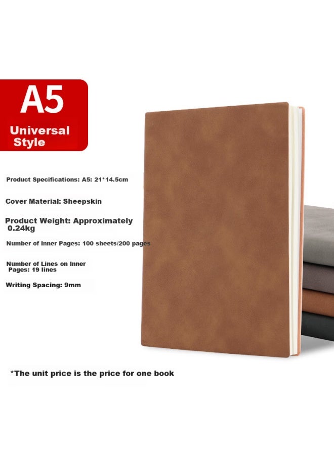 elifo Yili Feng, Customizable A5 Imitation Soft Leather Notebook, Stationery, Thickened Journal, Student Diary, Adult Office Business Meeting Record Book, Sheepskin, Gray, 1 Piece - Image 2