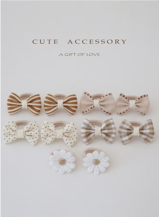 10Pcs Baby Girl Hair Ties with Flowers Bow, Hair Bow Ties for Toddler Girls, Elastics Ponytail Holders Pigtails Rubber Bands Hair Accessory - Image 2